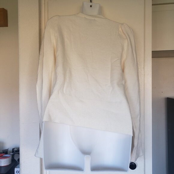 White/Cream Sweater Express with Rhinestone buttons Size M - Picture 2 of 4